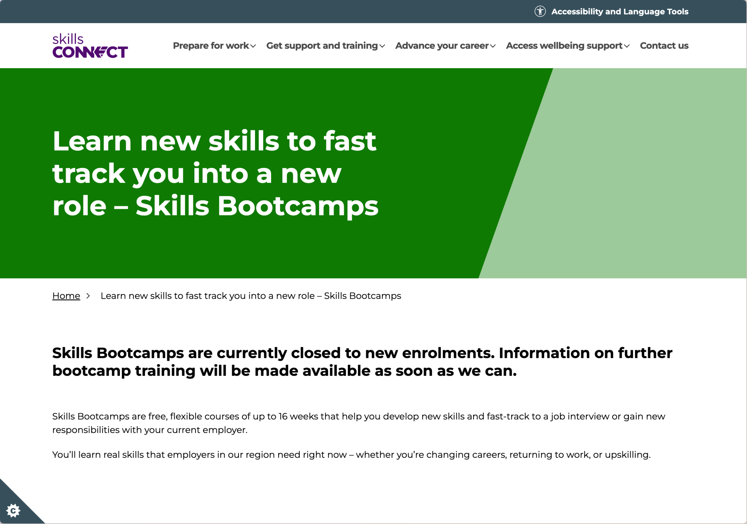 Final Skills Connect platform providing a central hub for skills and employment support